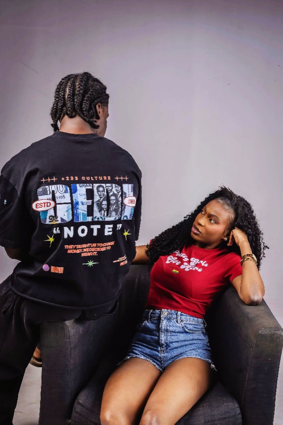 Cedi Note tee and Pretty Girls Live Here red top